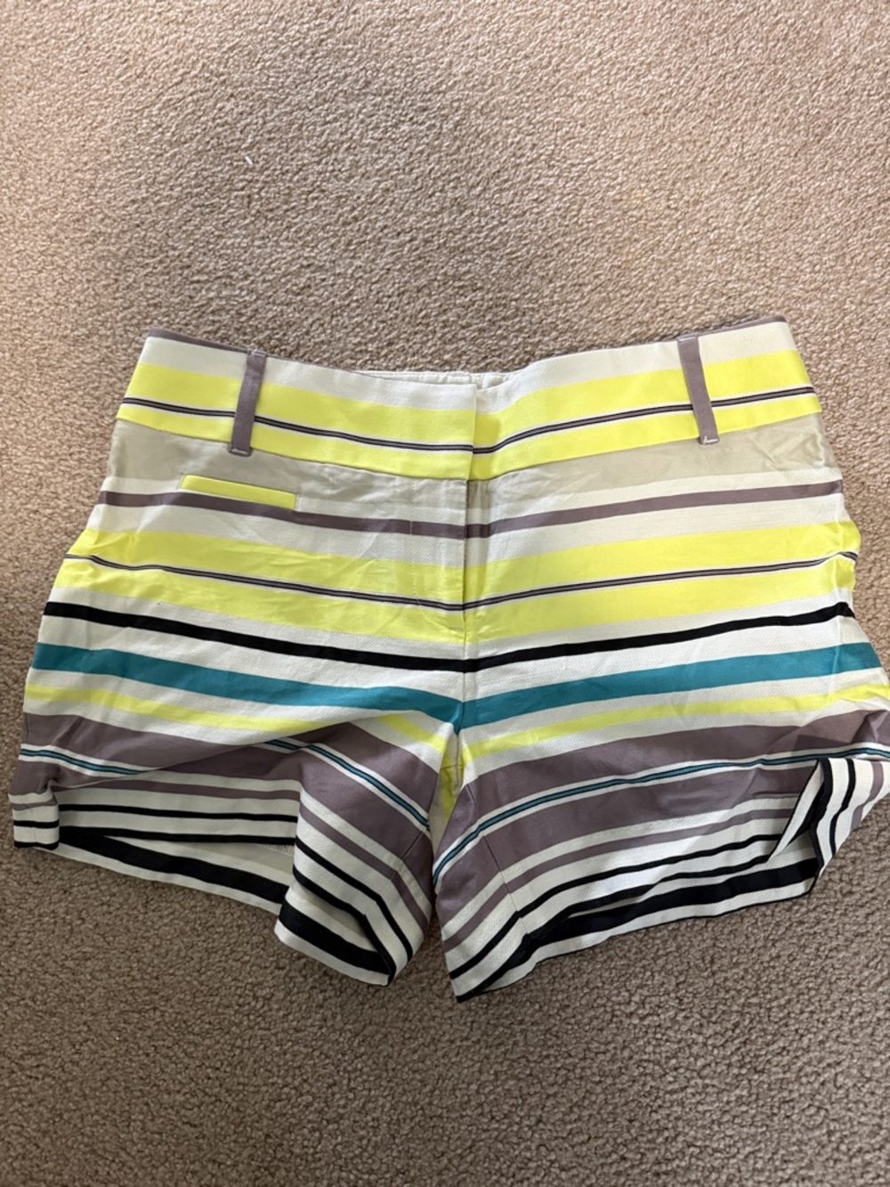 LOFT Yellow Multicolor Striped Bermuda Shorts